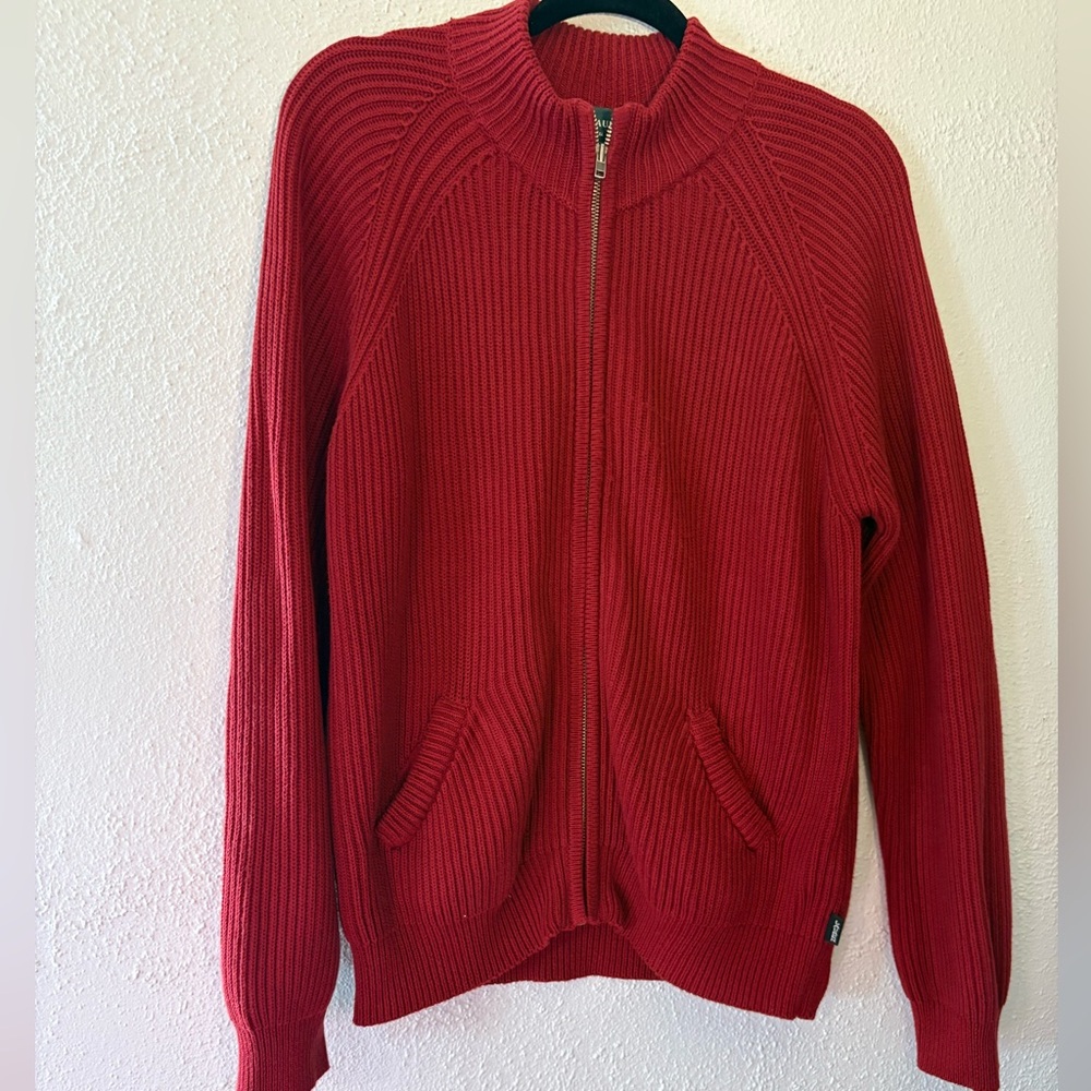 Lauren Ralph Lauren Women’s M Zipper Front Red Long Sleeve Cardigan Sweater